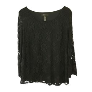 Style & Co Black Lace Overlay Bell Sleeve Tunic Size PL Whimsygoth Career